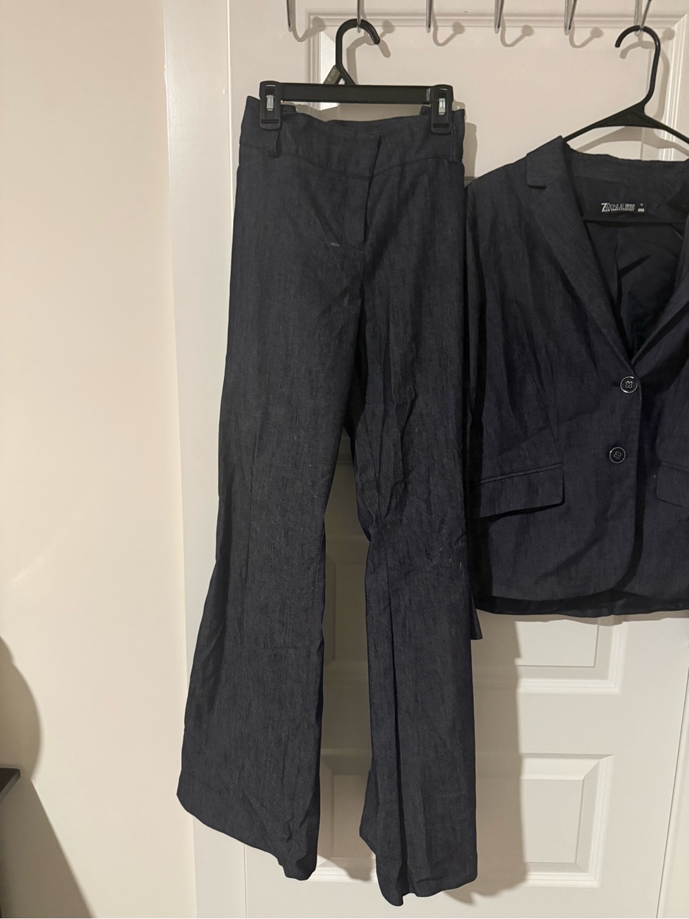 ZARA Dark Navy Wide-Leg Dress Pants